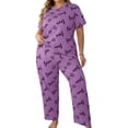 thumbnail image 1 of Womens Plus Size Pajama Soft Silky Print Set Short Sleeve Sleepwear 2 Piece Lightweight Loungewear for Home, 1 of 6