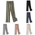 thumbnail image 1 of Womens Plus Size Pants High Waist Ice Silk Wide Leg Thin Sweatpants Loose Lightweight Casual Trousers for Women Green M, 1 of 4