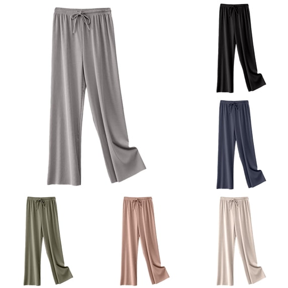 Womens Plus Size Pants High Waist Ice Silk Wide Leg Thin Sweatpants Loose Lightweight Casual Trousers for Women Grey XXXL