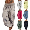 thumbnail image 1 of Womens Plus Size Pants Hippie Boho Yoga Harem Pants Lounge Beach Trousers Causal Relaxed Fit Casual Pants Women Summer Army Green XXXXL, 1 of 5