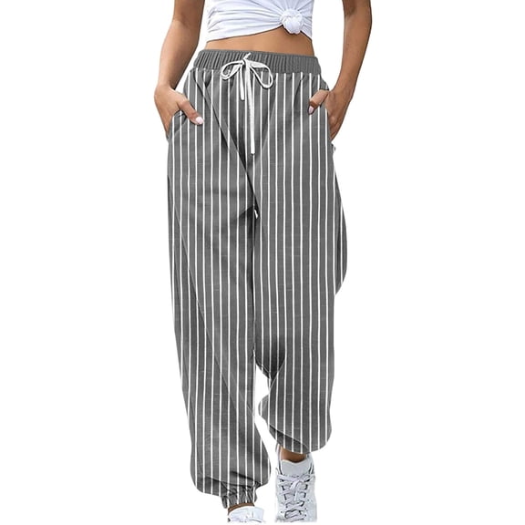 Womens Plus Size Pants Long Printed Pattern Casual Trousers for Stylish Breathable Lightweight Everyday Wear Grey L