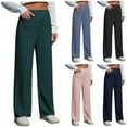 thumbnail image 1 of Womens Plus Size Pants Straight Leg Button Down Solid Slacks Dress Pants With Pockets Women's Casual Pants Blue XXL, 1 of 4