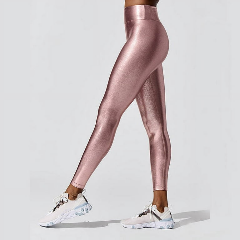 Womens Plus Size Pants Yoga Pants Metallic High Elastic Waist Yoga Pants  Sexy Shiny Sports Clothing Fitness Leggings