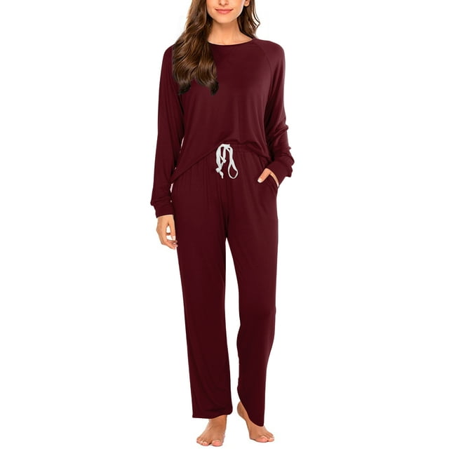Womens Plus Size Pj Set 2 Piece Long Sleeve Pajamas Tops with Long