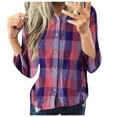 thumbnail image 1 of Womens Plus Size Plaid Shirts 2022 Fall Vintage Casual Long Sleeve Tops Loose Fit Button Down Blouse Cardigan S-5xl, 1 of 2