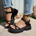 thumbnail image 1 of Womens Plus Size Platform Sandals Spring Summer Solid Color Braided Strap Open Toe Buckle Strap Beach Shoes for Daily Walking, 1 of 10