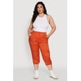 thumbnail image 1 of Womens Plus Size Poplin Drawstring Hem Utility Capris, 1 of 5
