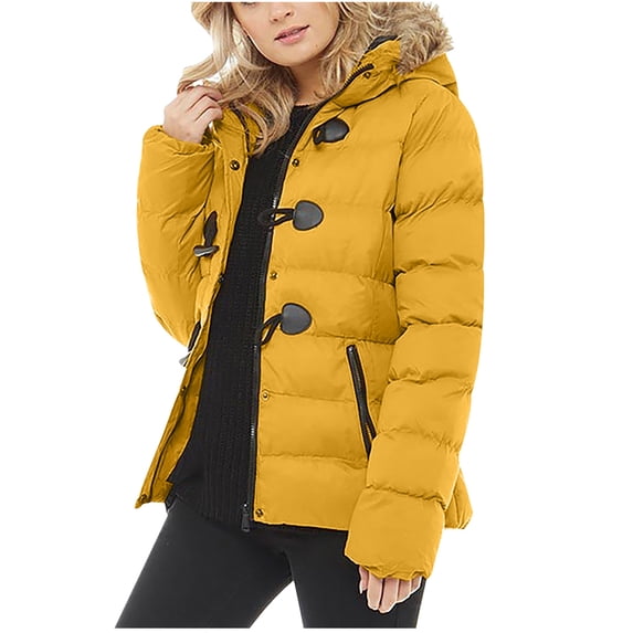 Winter Saving Womens Plus Size Puffer Jacket Hooded Zippers Solid Medium And Long Term Loose Long Sleeve Warm Blouse Coat Jackets