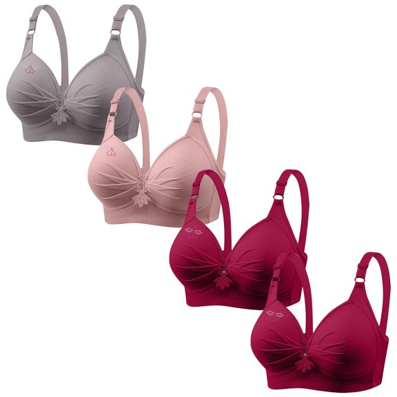 Womens Plus Size Push Up Bras No Underwire 4 Pack BC-Cup Bralettes for Women Multipack Full-Coverage Support Underwear Bra XS-4X
