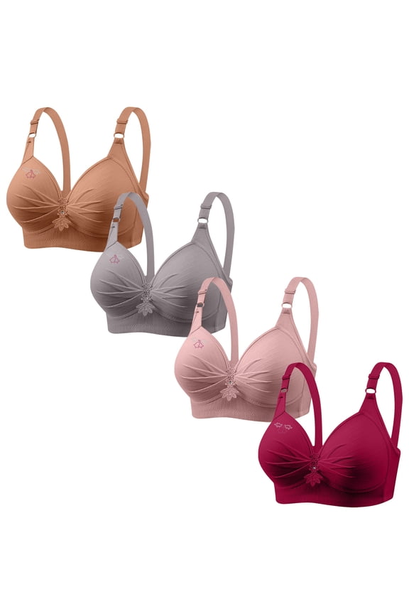 Womens Plus Size Push Up Bras No Underwire 4 Pack BC-Cup Bralettes for Women Multipack Full-Coverage Support Underwear Bra XS-4X