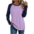 thumbnail image 1 of Womens Plus Size Raglan T-Shirt Long Sleeve Crewneck Shirts Trendy Color Block Tees Casual Going Out Holiday Tops, 1 of 5