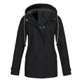thumbnail image 1 of Womens Plus Size Rain Coats with Pockets and Hooded S-5X Fleece Lined Full Zipper Jackets Casual Solid Waterproof-Warm Long Sleeve Outerwear, 1 of 5