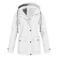 thumbnail image 1 of Womens Plus Size Rain Coats with Pockets and Hooded S-5X Fleece Lined Full Zipper Jackets Casual Solid Waterproof-Warm Long Sleeve Outerwear, 1 of 5