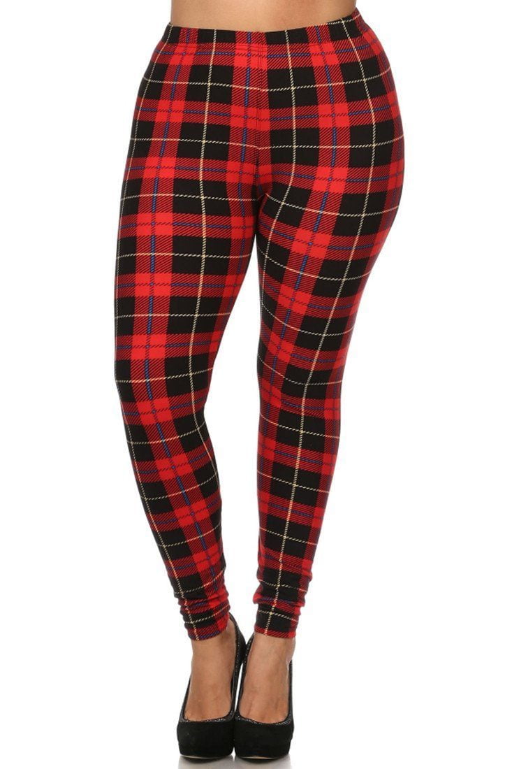 Male Snor Forsøg Womens Plus Size Red Plaid Leggings (One Size Plus) - Walmart.com