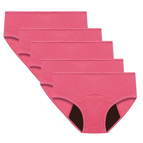 Womens Plus Size Reusable Period Panties High Waisted Menstrual Leak Proof Underwear Incontinence Protective Briefs 5pcs