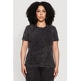 thumbnail image 1 of Womens Plus Size Rib Knit Acid Wash Crew Neck Tee, 1 of 5