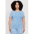 thumbnail image 1 of Womens Plus Size Rib Knit Acid Wash Crew Neck Tee, 1 of 5