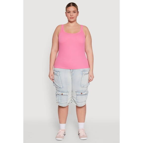 Womens Plus Size Rib Knit Basic Tank Top