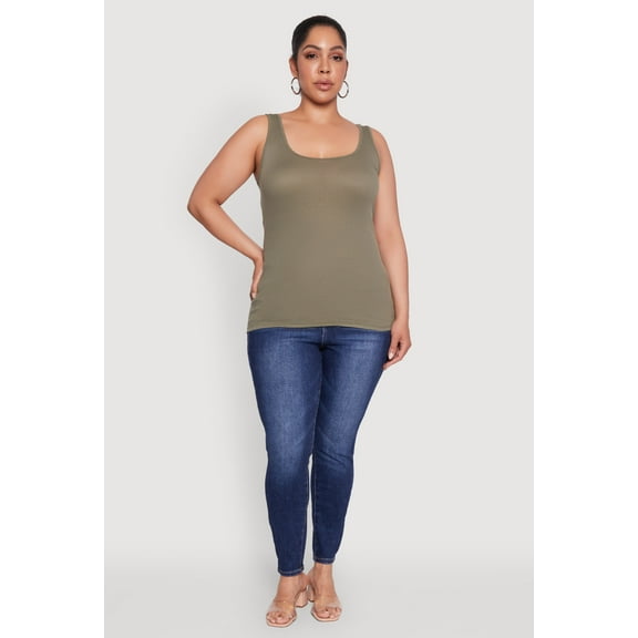 Womens Plus Size Rib Knit Tank Top