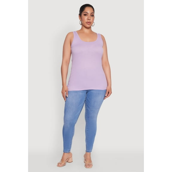 Womens Plus Size Rib Knit Tank Top