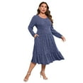 thumbnail image 1 of Womens Plus Size Ribbed Knit Sweater Dress Long Sleeve Stretchy Comfy Casual Fall Dress With Pockets, 1 of 5