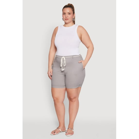 Women's Plus Size Rope Belted Shorts