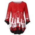 thumbnail image 1 of Womens Plus Size Ruched Christmas T-Shirt Irregular 3/4 Sleeve and Hem Loose Tops, 1 of 7