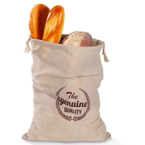 Linen Bread Storage Bag with Drawstring, Reusable Cotton Bag for Homemade Loaf Keeping (Red)