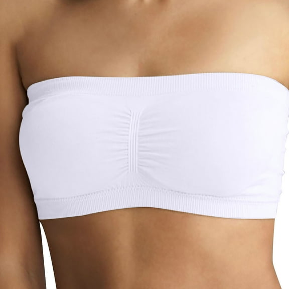 Womens Plus Size Seamless Bandeau Bras Strapless Push Up Solid Color Sports Bralette Comfortable Tube Tops,White,3XL
