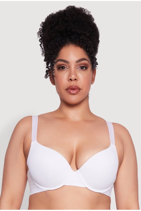 Womens Plus Size Seamless Padded Push Up Plunge Bra