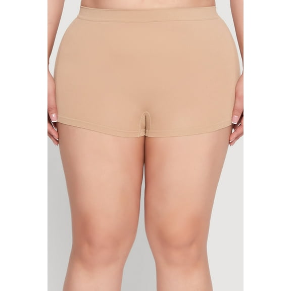 Womens Plus Size Seamless Solid Boyshort Panty for Comfortable Fit