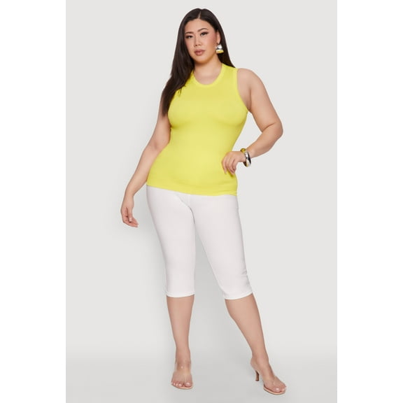 Womens Plus Size Seamless Textured Knit Tank Top