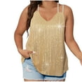 thumbnail image 1 of Womens Plus Size Sequins Tank Tops Sexy V Neek Sparkle Camisole Spaghetti Strap Sleeveless Going Out Cami Shirts, 1 of 6