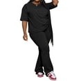 thumbnail image 1 of Womens Plus Size Sets 2 Piece Outfits Casual Short Sleeve Top and Flare Pants Tracksuit Black 4XL, 1 of 7