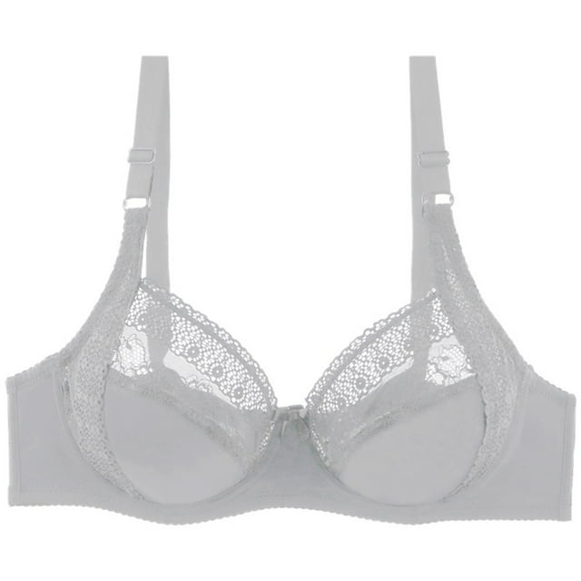 Womens Plus Size Sheer Lace Bra Wireless Unlined 34 Cup See Through Bras Sexy Smoothing 0337