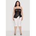 thumbnail image 1 of Womens Plus Size Sheer Ruched Drawstring Tube Top, 1 of 5