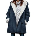 thumbnail image 1 of Womens Plus Size Sherpa Lined Jackets Fashion Winter Fuzzy Fleece Hoodie Sweatshirt Casual Soft Cozy Horn Button Down Coats S-5XL, 1 of 4