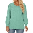 thumbnail image 1 of NISVIYA Womens Plus Size Tops Fall Casual Loose Fit Crew-Neck Tees Lightweight Puff Sleeve Sweatshirts, 1 of 7