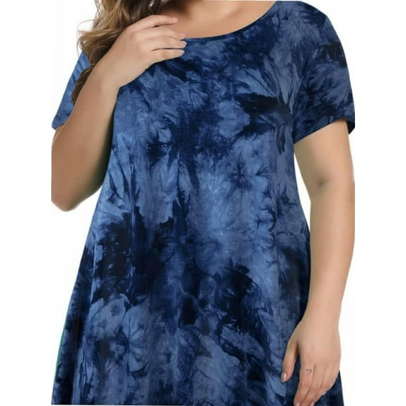 Womens Plus Size Short Sleeve Casual Summer Round Neck Shirts Tunics for Leggings