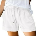 thumbnail image 1 of Womens Plus Size Shorts Casual 2024 Summer Beach Drawstring Shorts With Pockets Loose Cute Vacation Trendy Clothes, 1 of 2