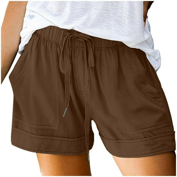 Womens Plus Size Shorts - Casual 2024 Summer, Drawstring, with Pockets