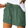 thumbnail image 1 of Womens Plus Size Shorts Casual Drawstring A Line Shorts Lightweight Spring Summer Linen Blend Pants Comfy Baech Trousers Olive Green M, 1 of 6