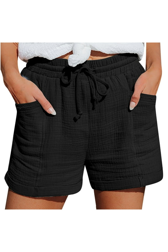 Womens Lounge Shorts Elastic Waist Drawstring Soft Summer Casual Solid Shorts for Women Beach Wear with Pockets
