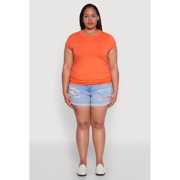 Womens Plus Size Side Ruched Tee