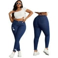 thumbnail image 1 of Womens Plus Size Skinny Jeans Stretchy High Waisted Ankle Jean Ripped Slim Fit Washed Denim Distressed Tight Jean, 1 of 8