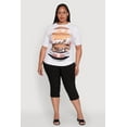 thumbnail image 1 of Womens Plus Size Slashed Vintage Motorcycle Graphic Crew Neck Tee, 1 of 5