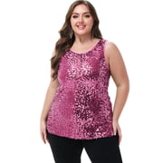 Womens Plus Size Sleeveless Sequin Tops Sparkle Shine Tank Top