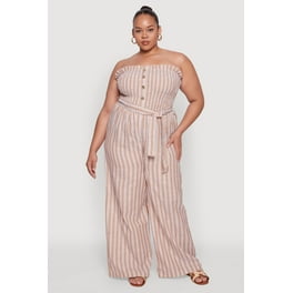 Womens Plus Size Twill Zip Front Jumpsuit