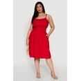 thumbnail image 1 of Womens Plus Size Smocked Waist Poplin Midi Dress, 1 of 4