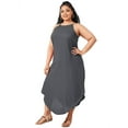 thumbnail image 1 of Womens Plus Size Spaghetti Strap Casual Solid Color Flowy Swing Dresses FZH, 1 of 6
